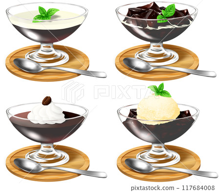 Coffee jelly, 4 types, various toppings 117684008