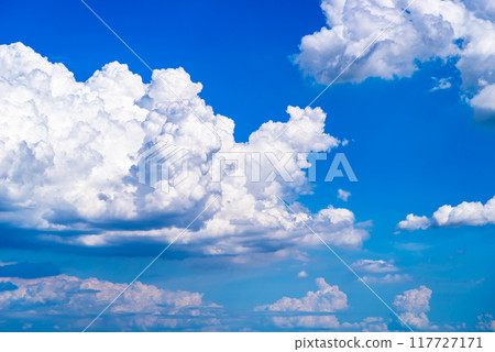 White clouds spreading across the blue summer sky d-2 High saturation contrast 117727171