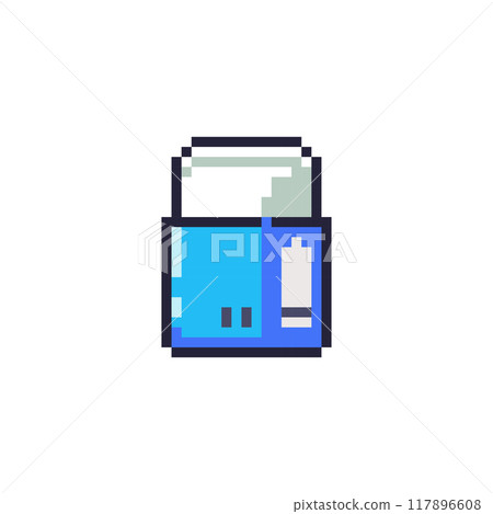 Pixel Art Eraser Icon. Retro 8bit School Rubber and Office Correction Tool. 117896608