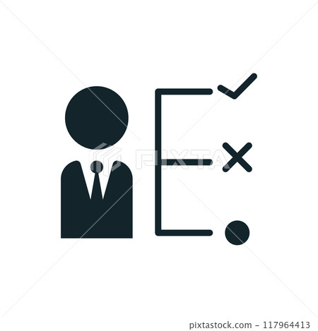 Businessman managing tasks with checkmarks and cross marks on checklist 117964413