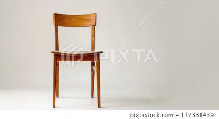 Wooden Chair in a White Studio 117338439