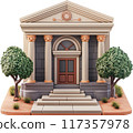 3d cartoon entrance door with a house 117357978