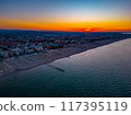 Beautiful view of Rimini, Italy during sunset. A photo from a drone 117395119