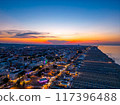 Lights of the night city of Rimini, Italy aerial view 117396488