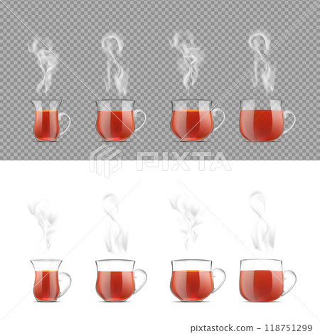 Transparent tea cup with hot black tea 118751299