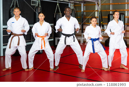 Men and women in kimono performing kata 118861993