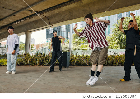 Dancing Hip-Hop Under Urban Bridge In North Seoul Park 118009394