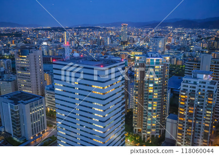 May 16 2024 Serene view of Fukuoka city skyline during the twilight 118060044