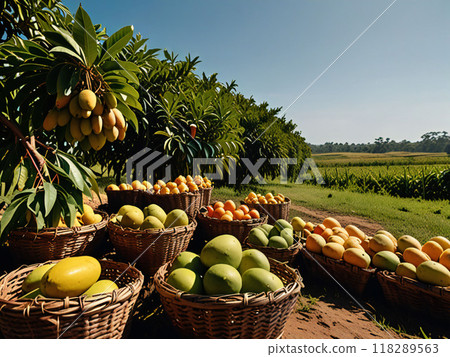 Mango fields in the sunset 118289563