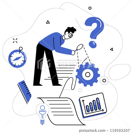 Business innovation vector illustration. In orchestra business, ambition plays melodic notes growth and innovation Creativeness is gardener tending to flowers success in business garden 119583207