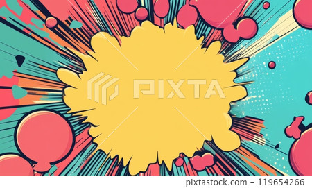 Yellow comic book explosion background with copy space 119654266