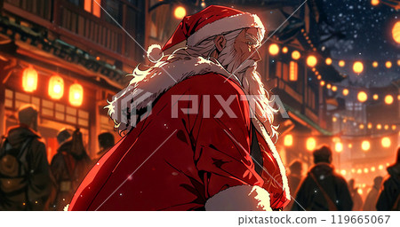 Santa Claus and falling snow background 119665067