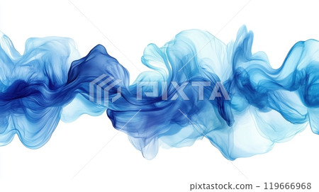 Abstract Blue Smoke Waves on White Background 119666968