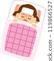 Illustration of a girl who is sick and sleeping in bed 119866527