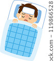 Illustration of a boy sleeping sick in bed 119866528