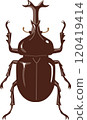 Illustration of a rhinoceros beetle seen from directly above 120419414