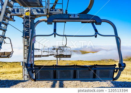 Chair lift in mountain, Serra da Estrela, Portugal 120513394