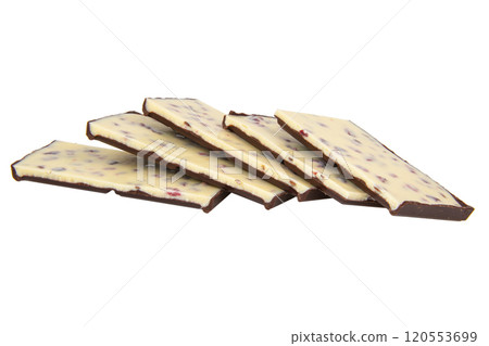 Dark and white chocolate bar isolated on the white background 120553699