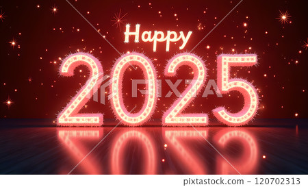 red 2025 happy new year text 120702313