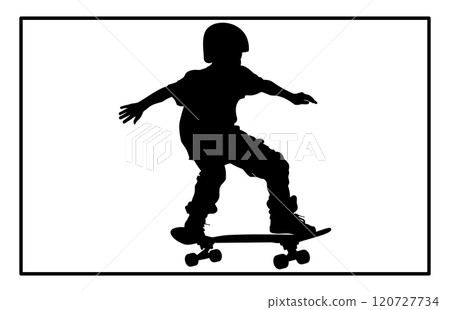 Kids skateboarding silhouette, Skate silhouette, Skateboard silhouettes 120727734