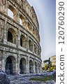 View over the Flavian Amphitheatre, aka Colosseum in Rome, Italy 120760290