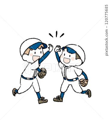 Baseball boy touching his friend 120775685