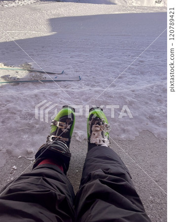 Panoramic snow view in ski resort Val Thorens ,France. Alps mountains 120789421