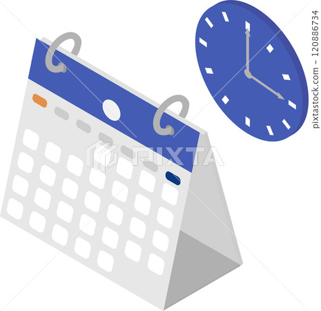 Isometric desk calendar and clock icon material 120886734