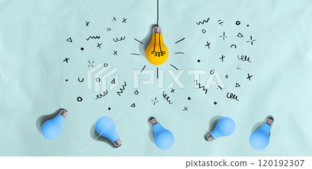 One out unique idea light bulb concept 120192307