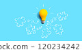 Jigsaw puzzle with a yellow light bulb 120234242