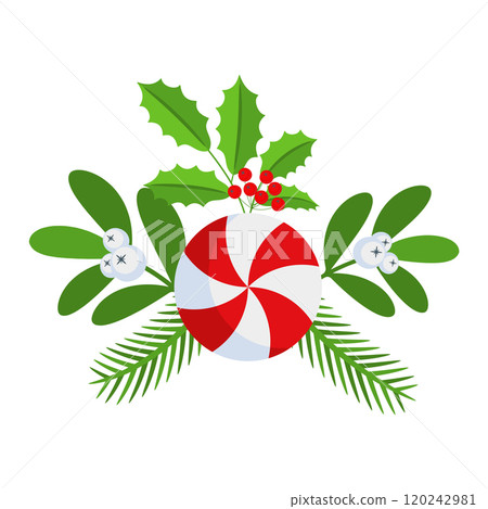 Christmas wreath design element. Winter holiday decoration. 120242981