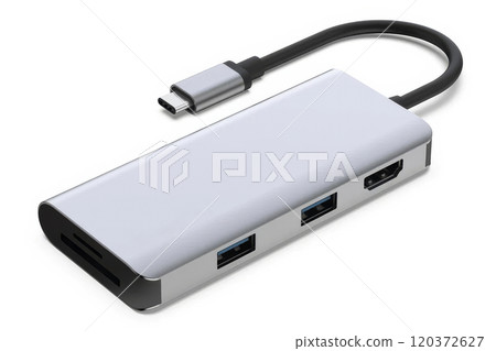 USB Type-C hub isolated on white background 120372627