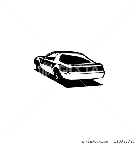 vector illustration of Knight Rider car. isolated white background view from behind. car monochrome. best for logo, badge, emblem, icon, sticker design. available in eps 10 120385783