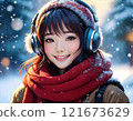 Girl listening to music 121673629