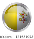 Vatican City flag - glossy circle button displays a colorful flag representing a country cultural identity and heritage. The essence of national pride and unity. 121681058