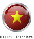 Vietnam flag - glossy circle button displays a colorful flag representing a country cultural identity and heritage. The essence of national pride and unity. 121681060