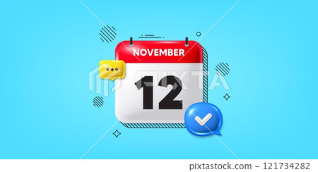 Calendar date of November 3d icon. 12th day of the month icon. Event schedule date. Meeting appointment time. 12th day of November. Calendar month date banner. Day or Monthly page. Vector 121734282