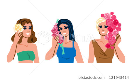 beauty flower woman makeup vector 121948414