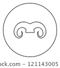 Ram horns farm animal concept icon in circle round black color vector illustration image outline contour line thin style 121143005