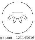 Cow's udder icon in circle round black color vector illustration image outline contour line thin style 121143016