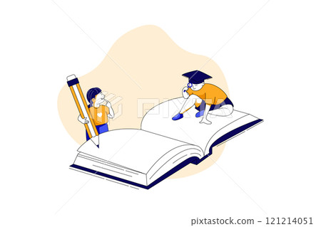 Online Education Illustration concept. Flat illustration isolated on white background 121214051