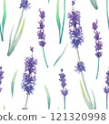 Seamless pattern of a watercolor lavender flowers 121320998