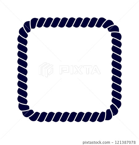 Square rope frame. Thread, hemp twine, jute, steel cable decorative element. Vignette in maritime, yacht or nautical style. Sea or ocean theme ornament. Vector graphic illustration 121387078