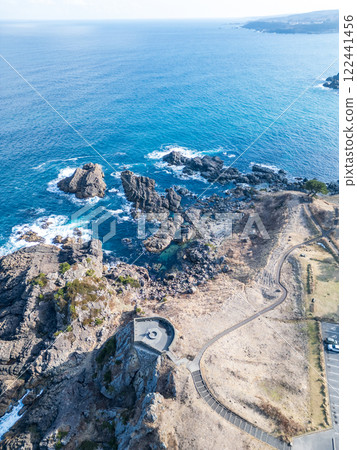 青森縣、足毛崎瞭望台無人機空拍圖、種差海岸、冬季 122441456