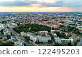 Aerial view of urban cityscape in Novi Sad Serbia with streets and buildings at sunset 122495203