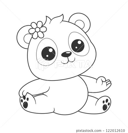 Panda sits and does yoga movements for coloring 122012610