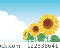 Sunflower and blue sky landscape Sunflower Sunflower Hand-drawn Frame Template Background Simple Illustration material 122338641