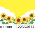 Sunflower and sky landscape Sunflower Sunflower Hand-drawn Frame Template Background Simple Illustration material 122338643