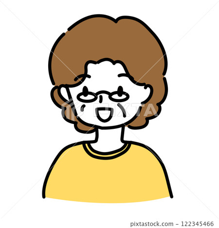 Simple line drawing of a senior woman 122345466