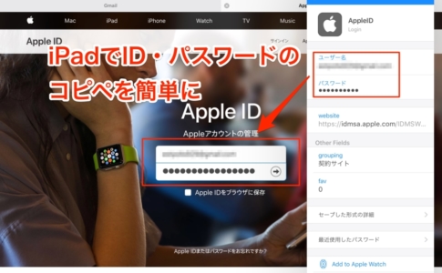 iPadでログイン情報の入力を簡単に実行する